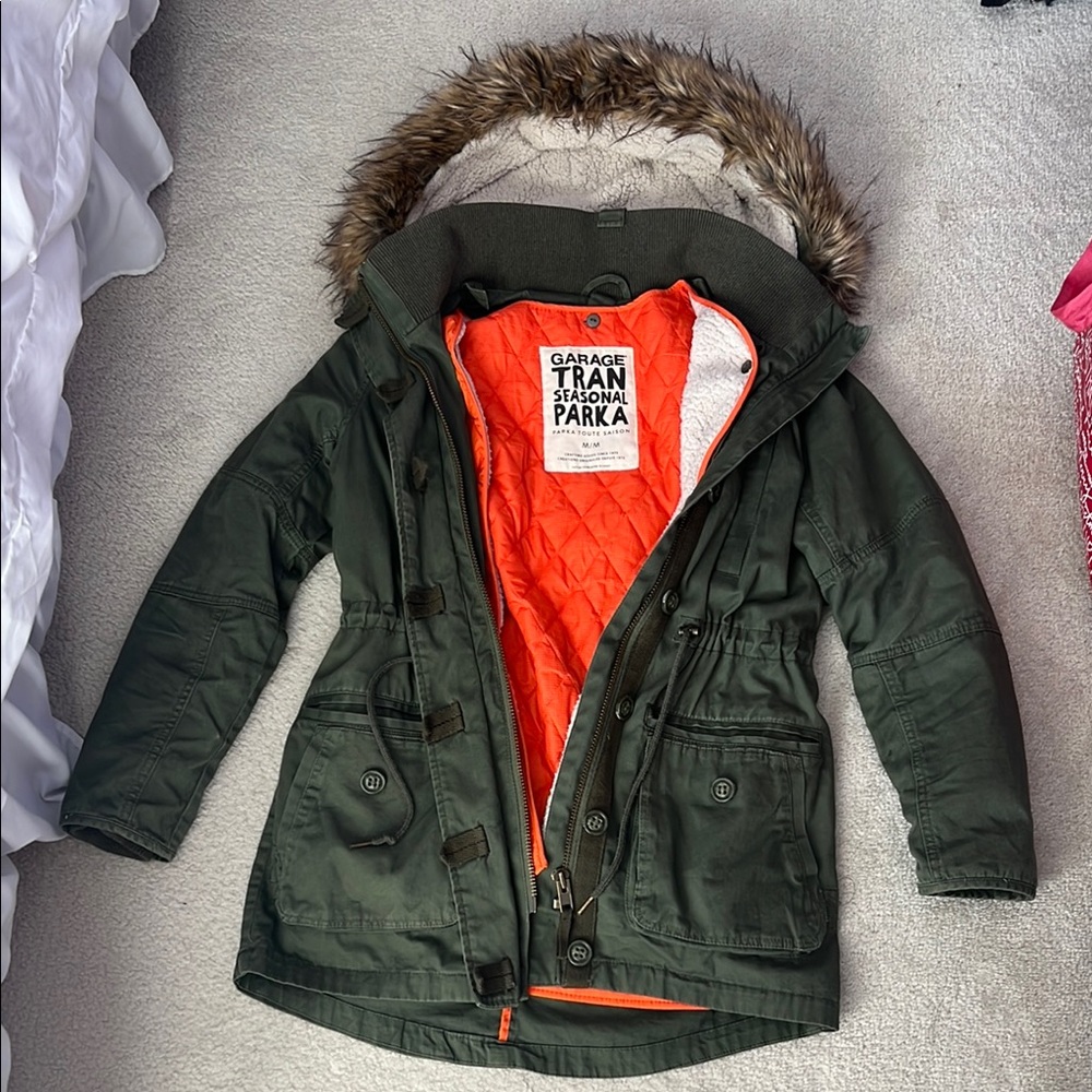 Garage Insulated Ski Jacket Green Orange Weather-Resistant